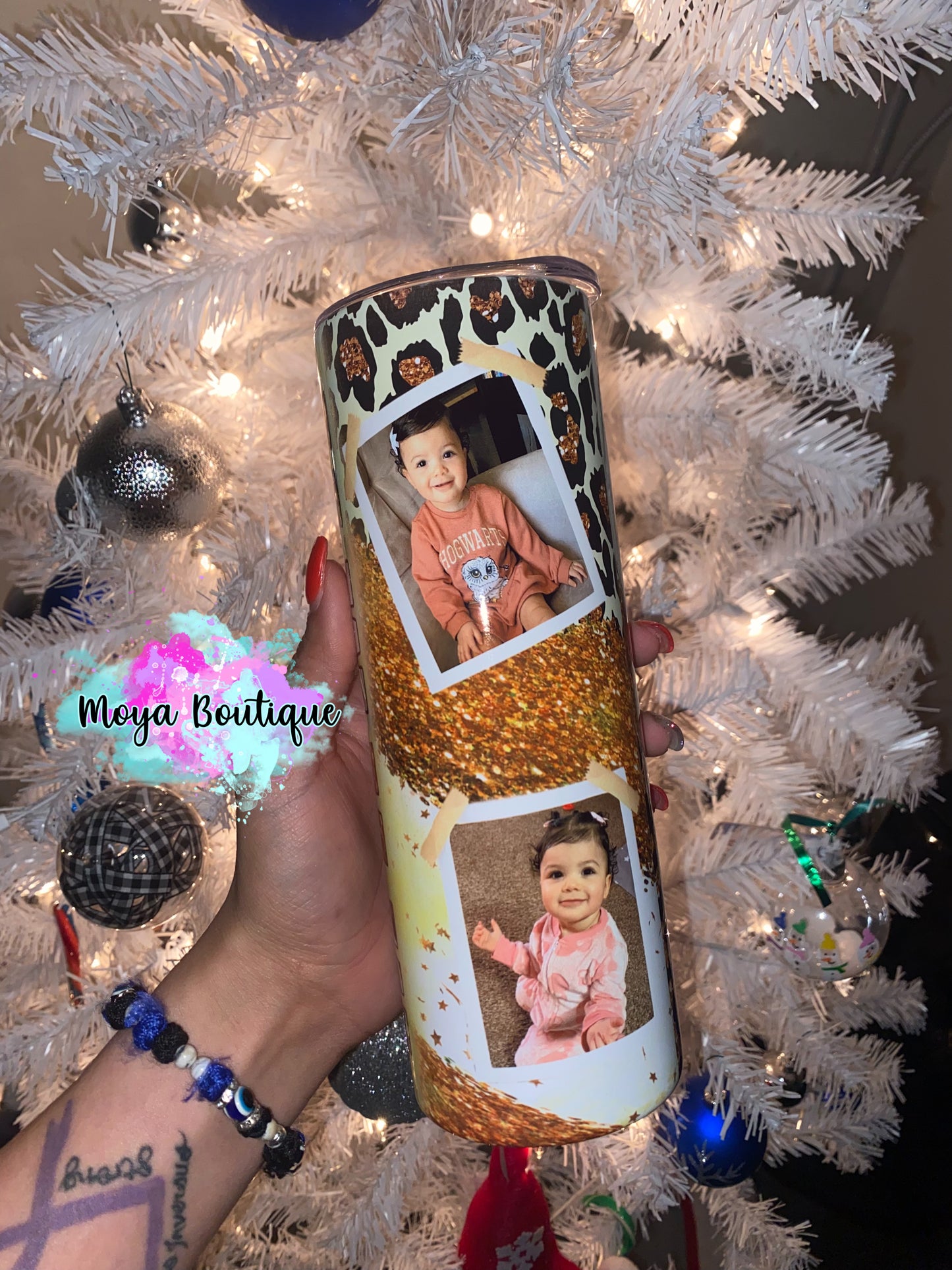 Gold Mama Leopard Photo Tumbler