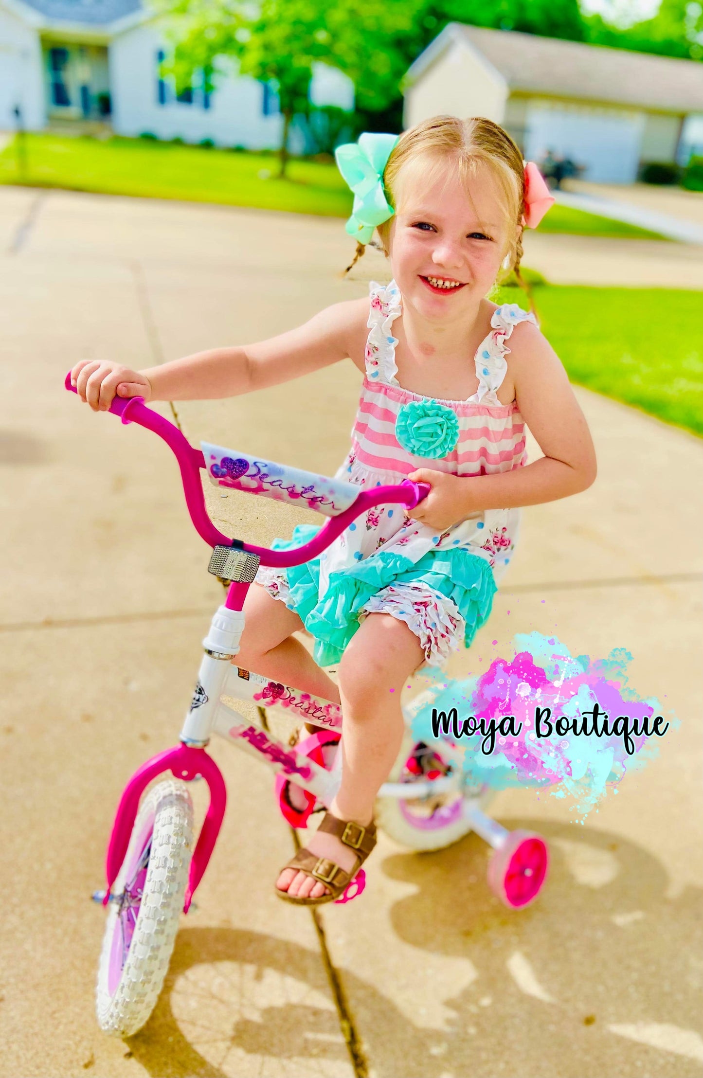 Pink Stripe Ruffle Set