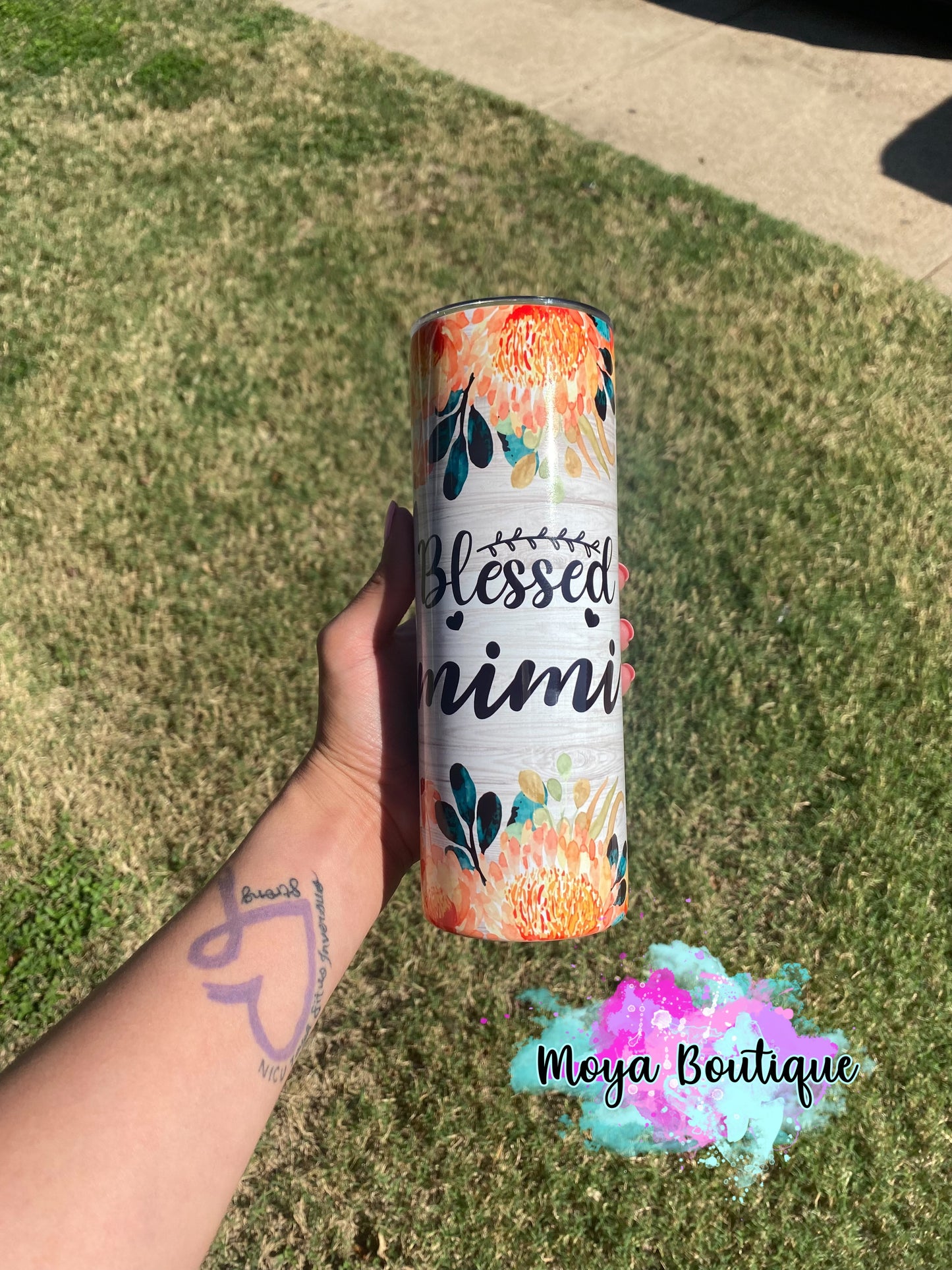 Custom Photo Blessed Mimi 20oz Tumbler