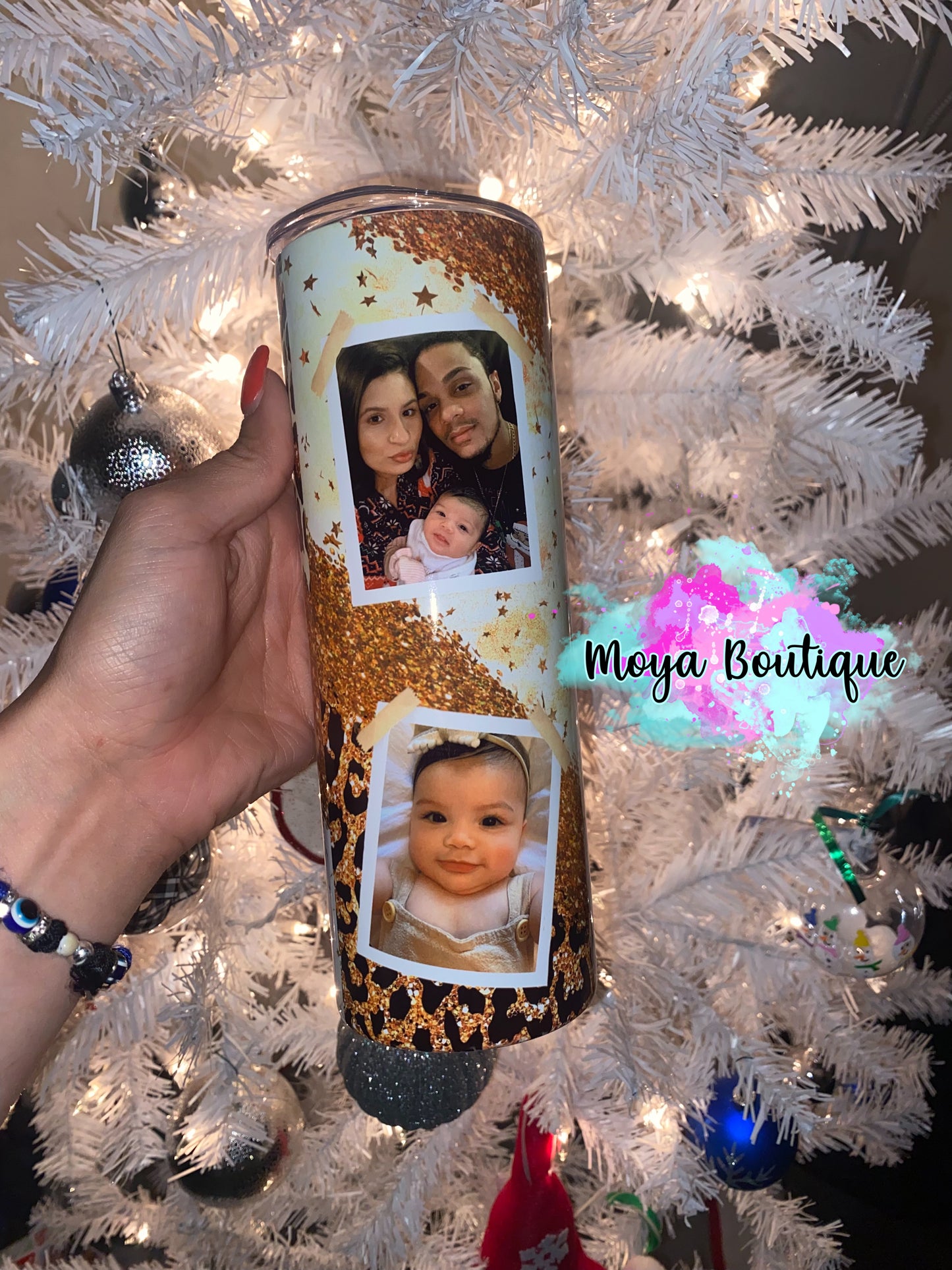 Gold Mama Leopard Photo Tumbler