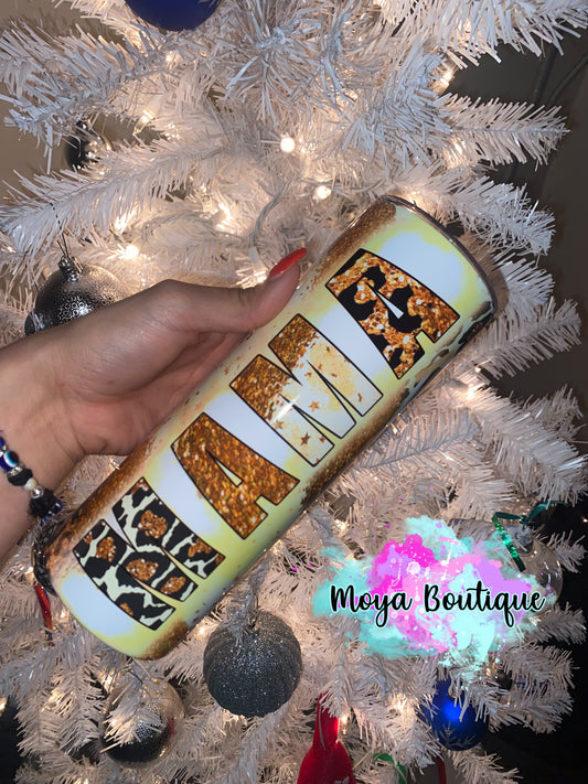Gold Mama Leopard Photo Tumbler