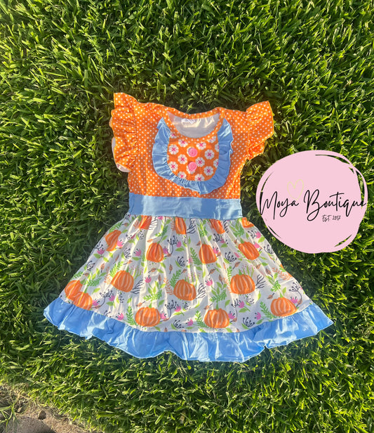 Turquoise Pumpkin Ruffle Dress