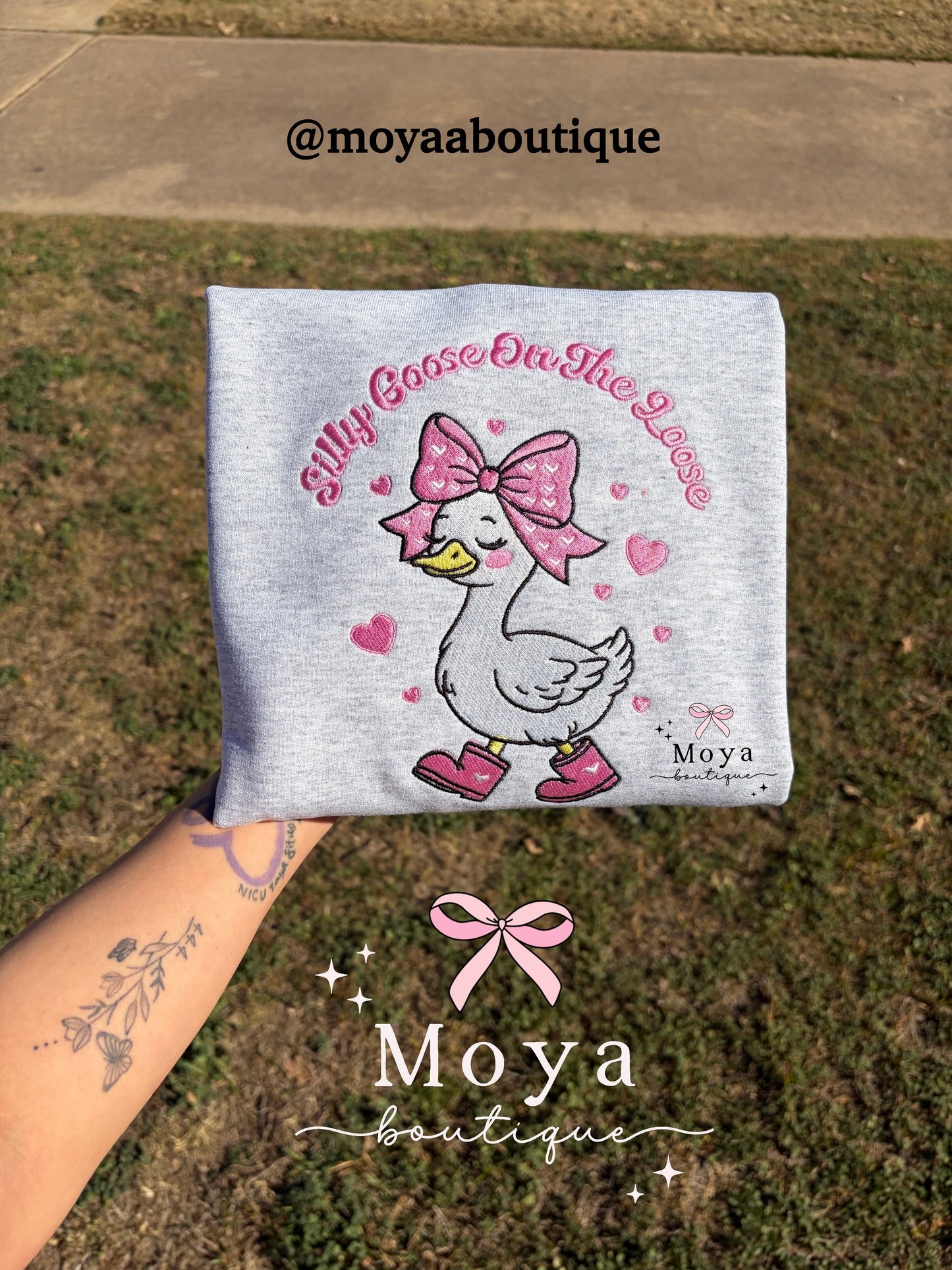 Silly Goose Pink Crewneck Sweater